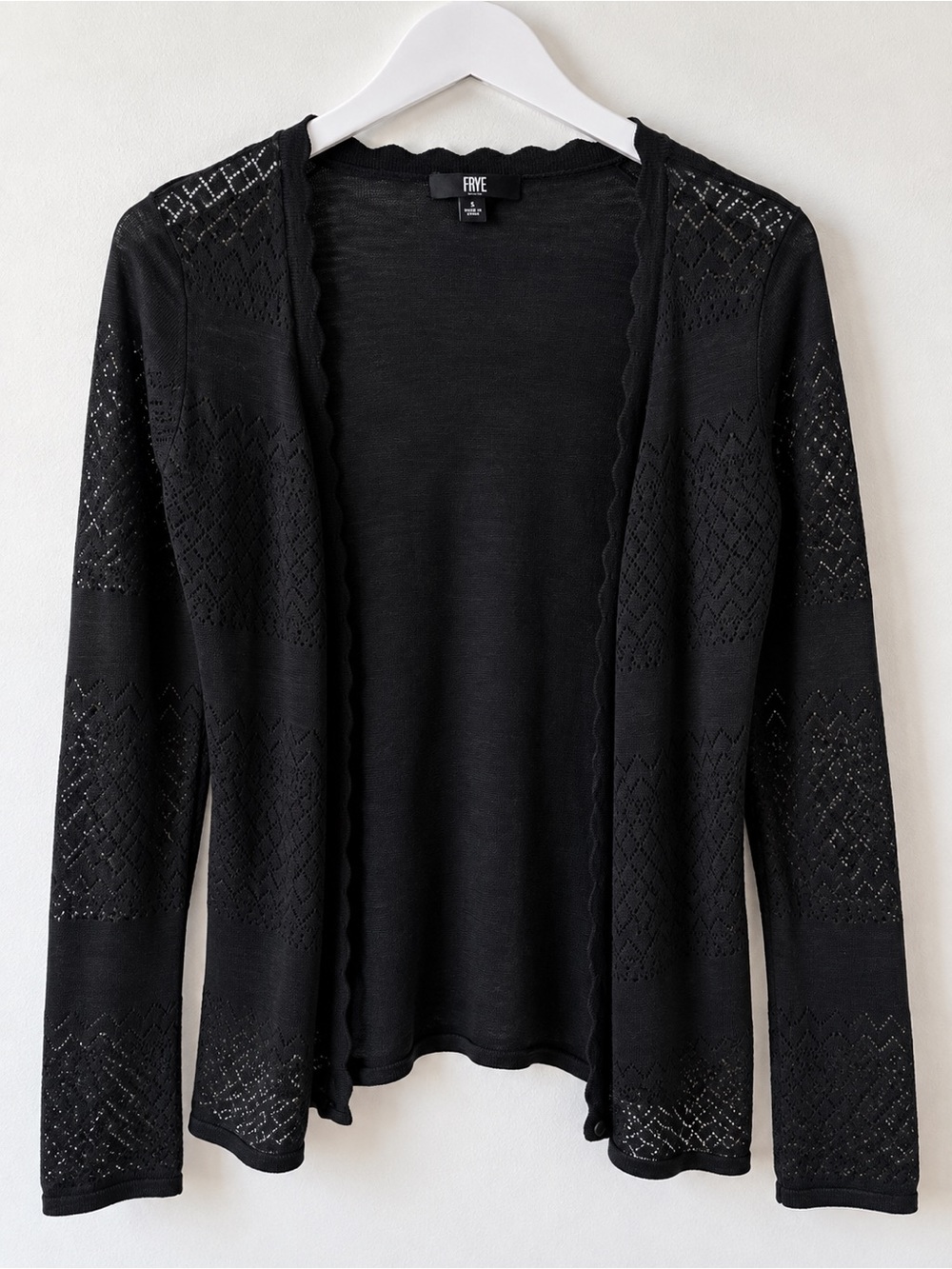 Frye Black Open-Front Knit Cardigan – Size Small
